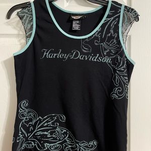 Ladies Harley Davidson Tank with Blue Felt Design